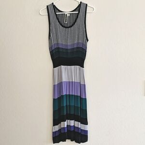 Julian Taylor Striped Color Block Tank Top Vintage Style Sweater Dress - M